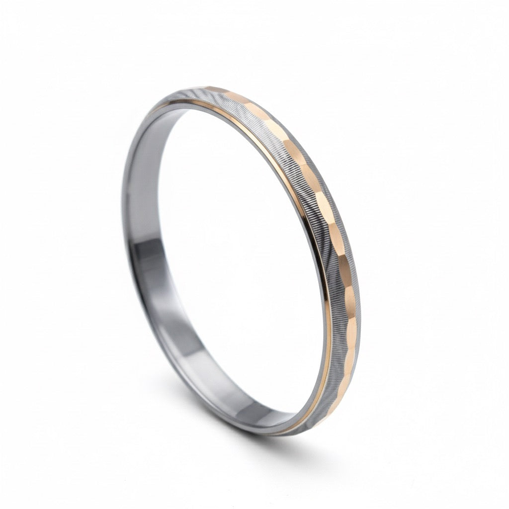 Grooved Classic Gents Silver Rhodium Kada