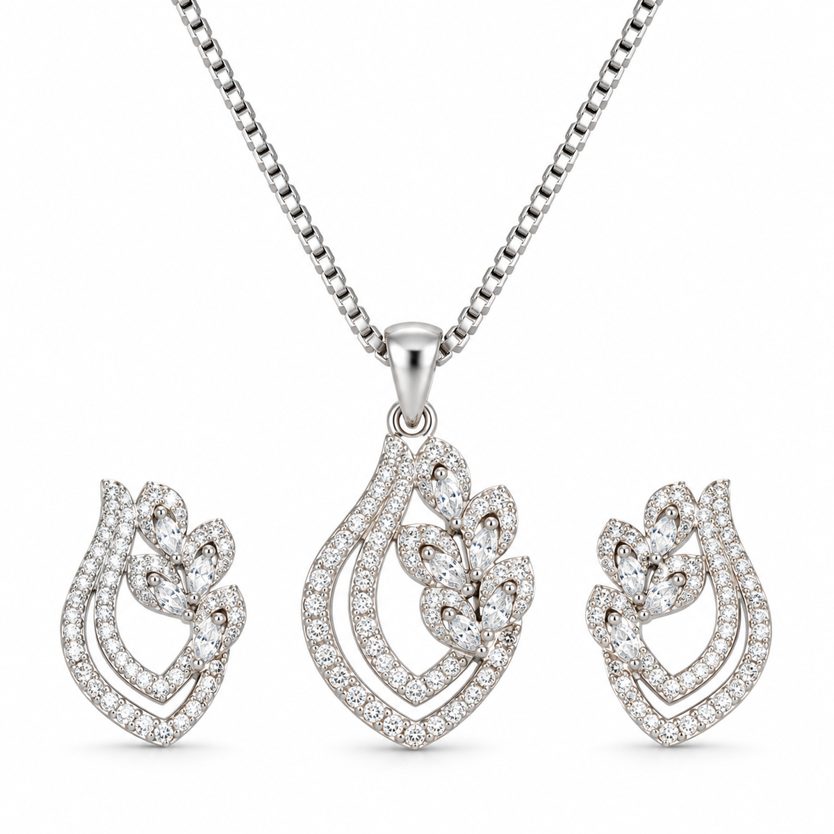 Leaf Cluster Pendant Set