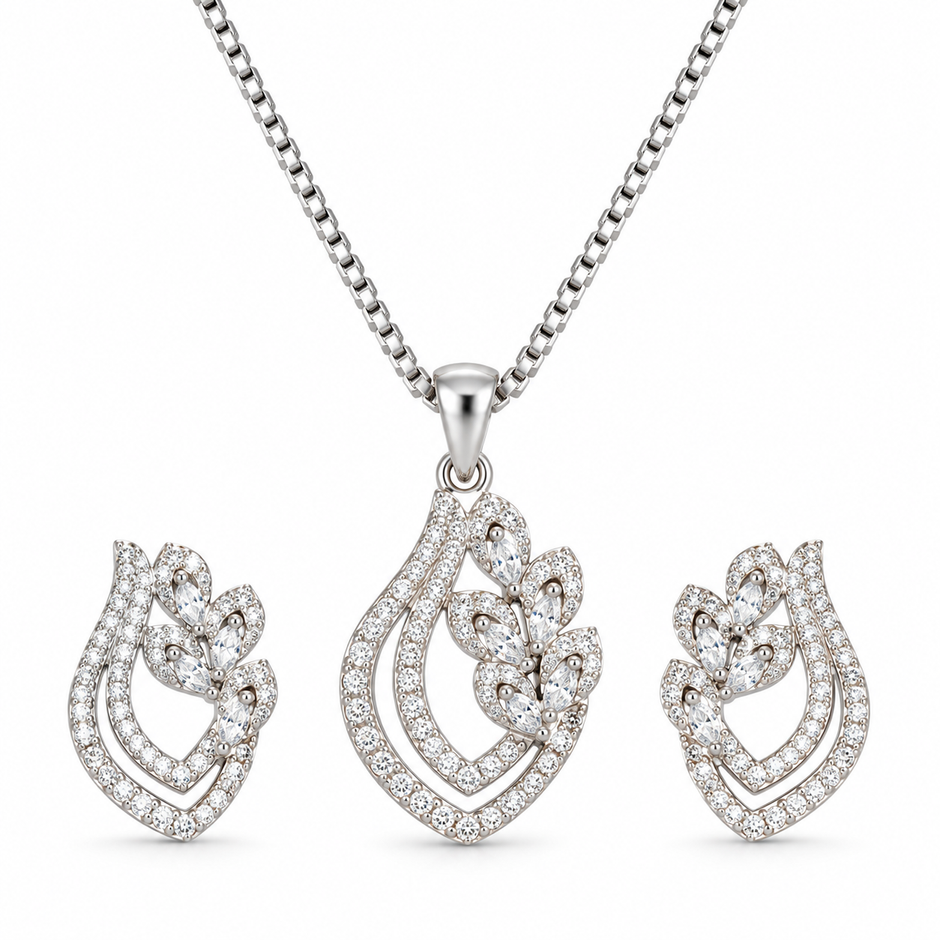 Leaf Cluster Pendant Set