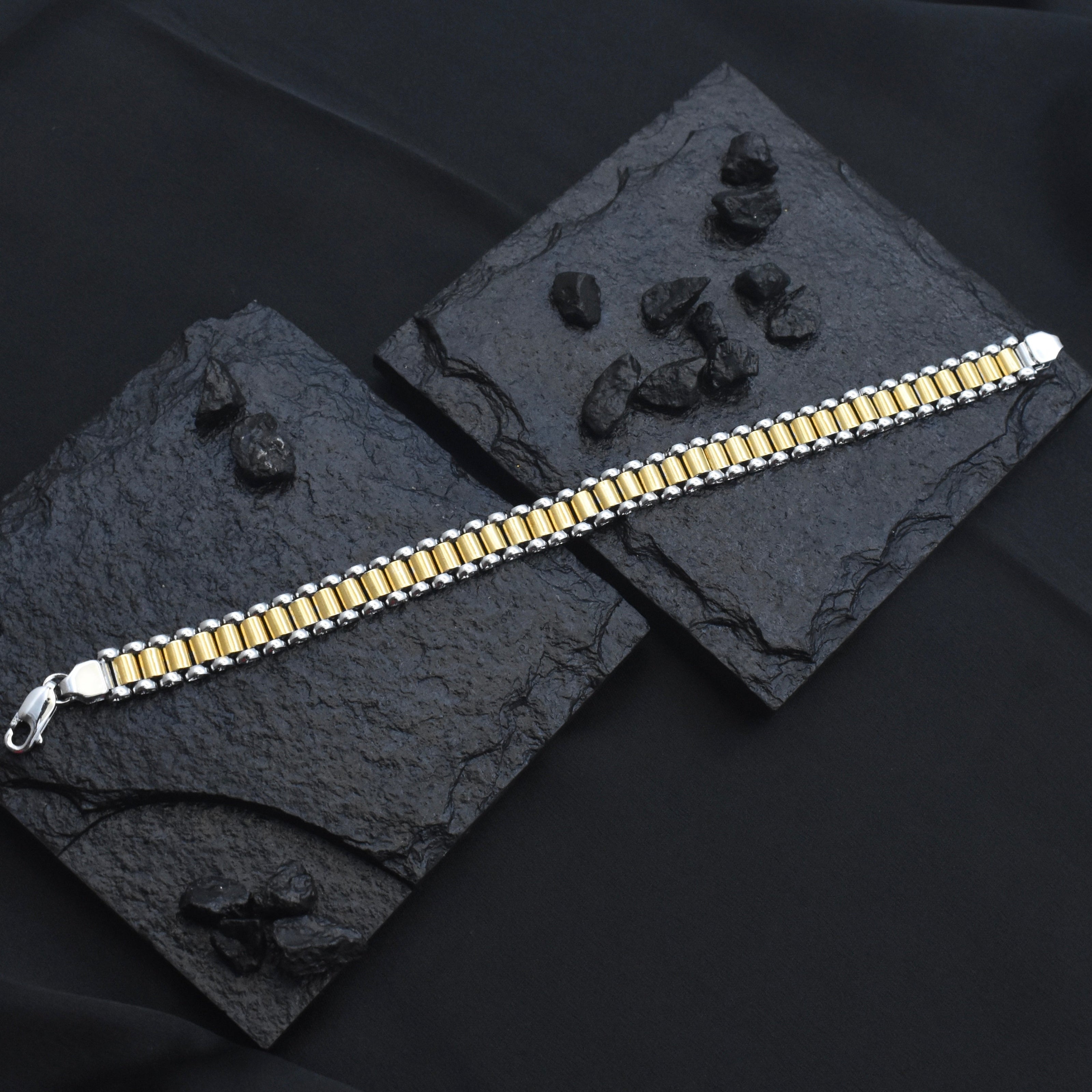 Gold Edge Silver Bracelet