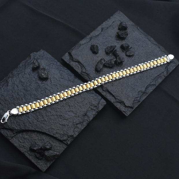 Gold Edge Silver Bracelet