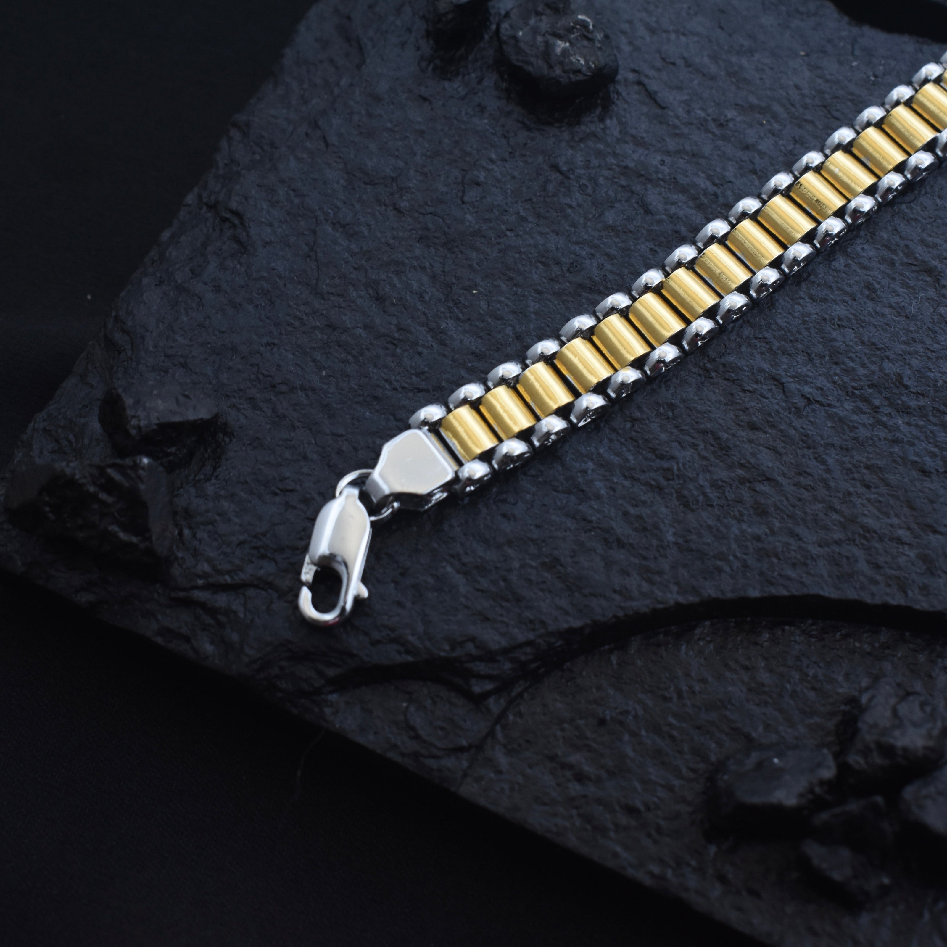 Gold Edge Silver Bracelet