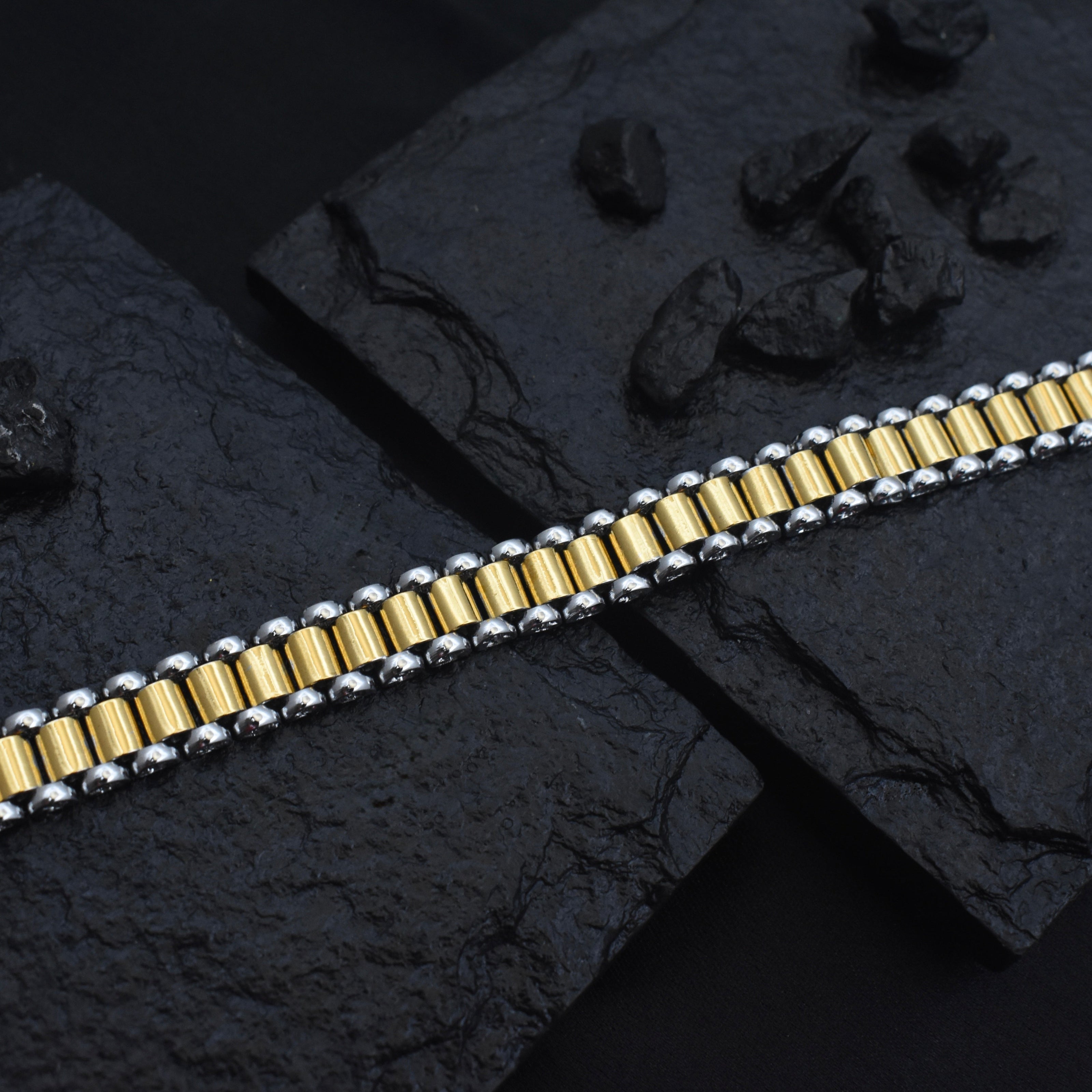 Gold Edge Silver Bracelet