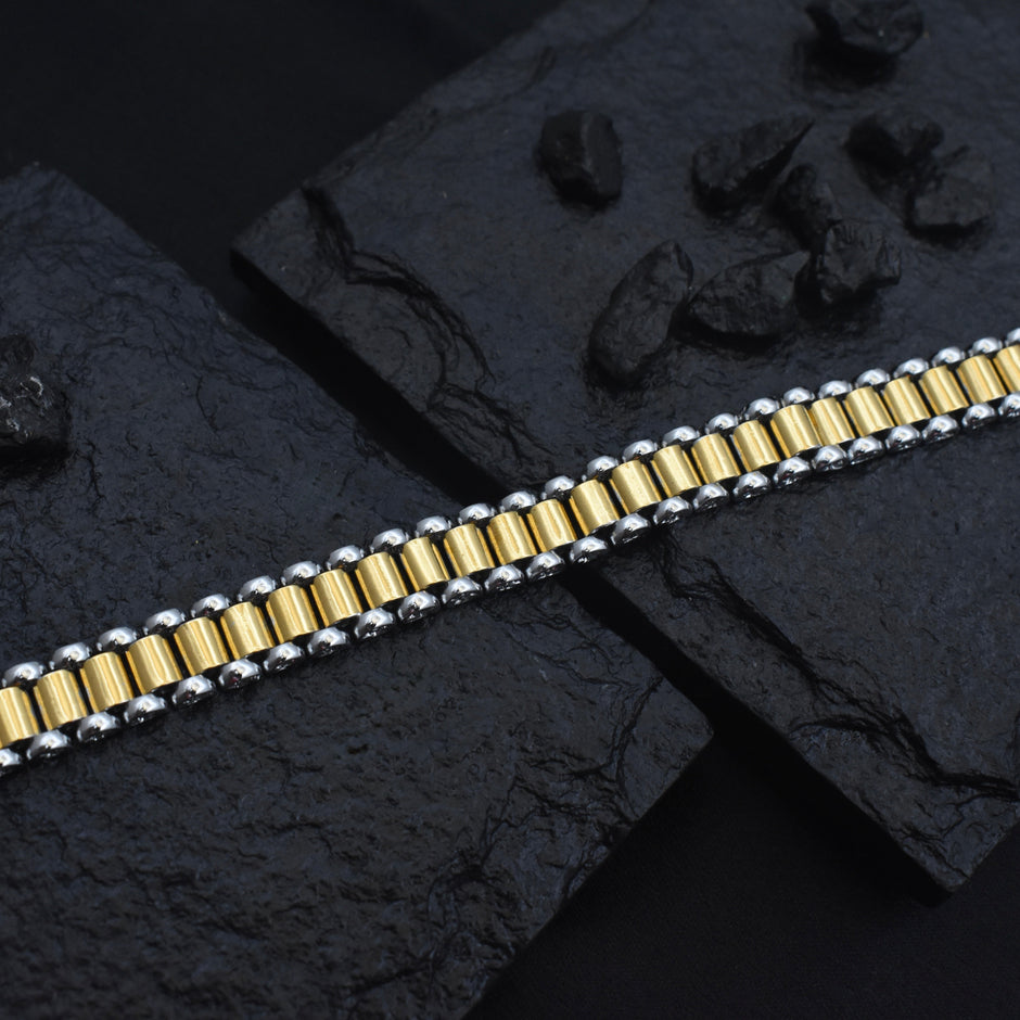 Gold Edge Silver Bracelet