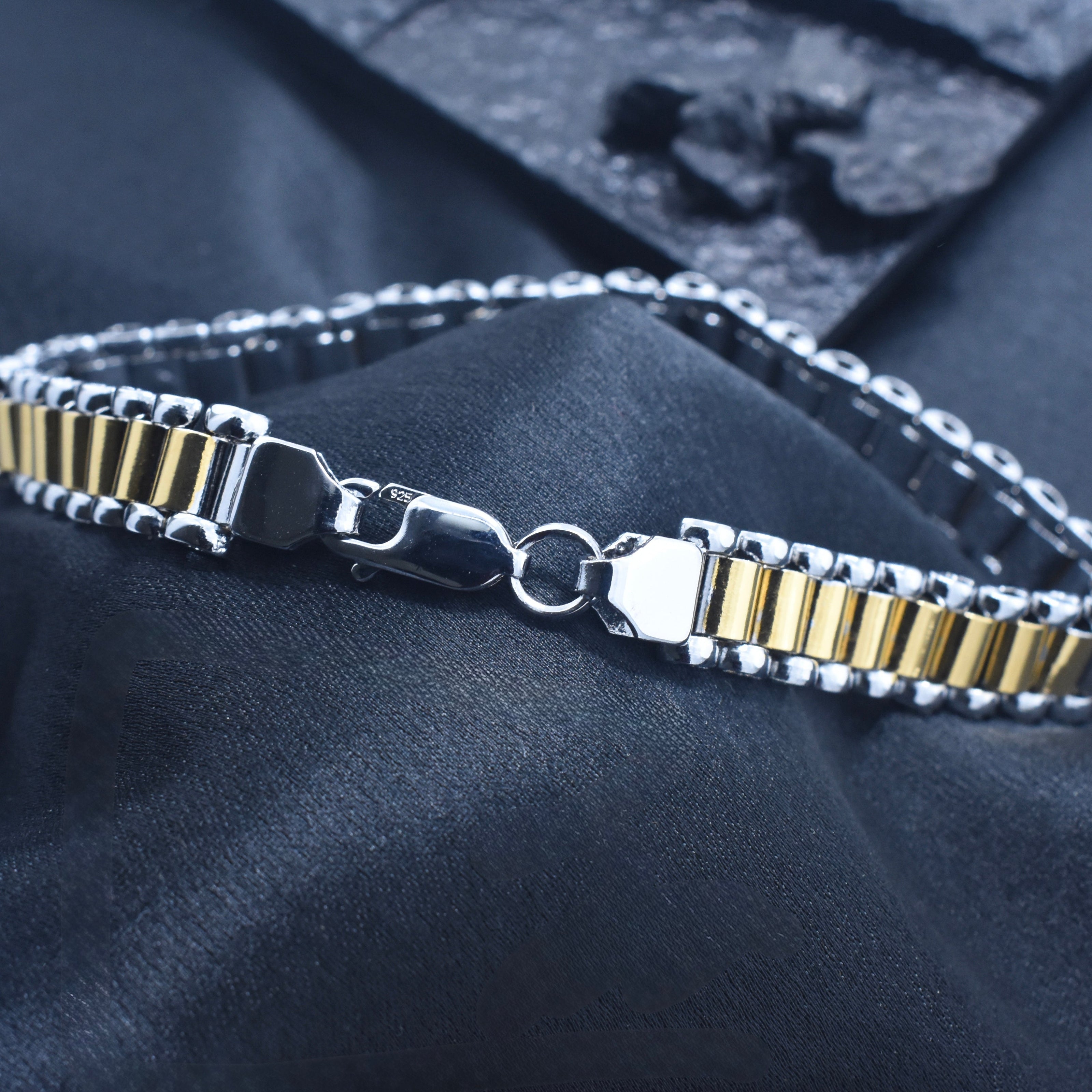 Gold Edge Silver Bracelet