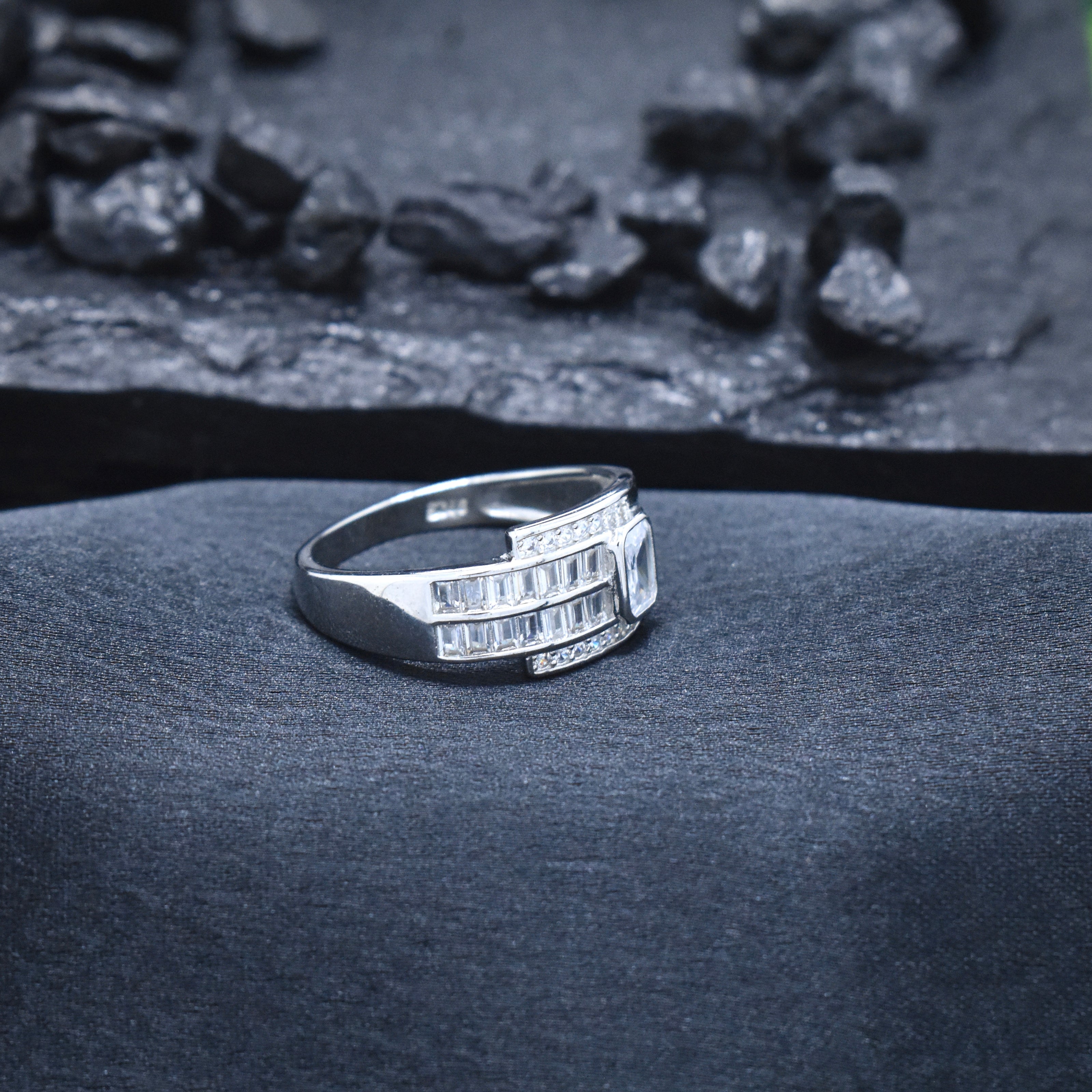 Baguette & Solitaire Architectural Statement Ring