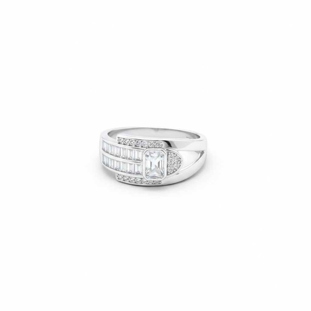Baguette & Solitaire Architectural Statement Ring