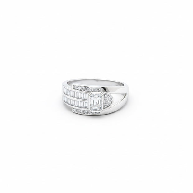Baguette & Solitaire Architectural Statement Ring