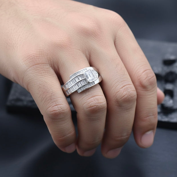 Baguette & Solitaire Architectural Statement Ring