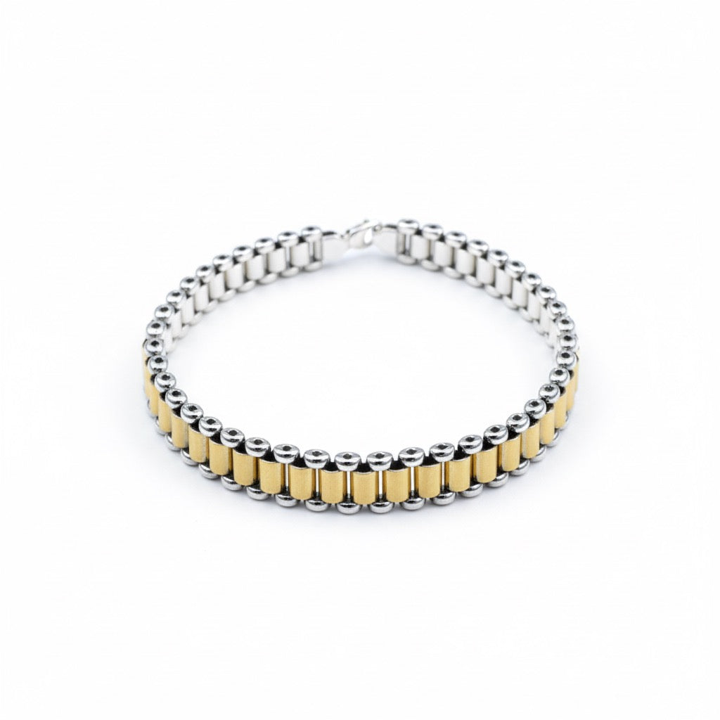 Gold Edge Silver Bracelet