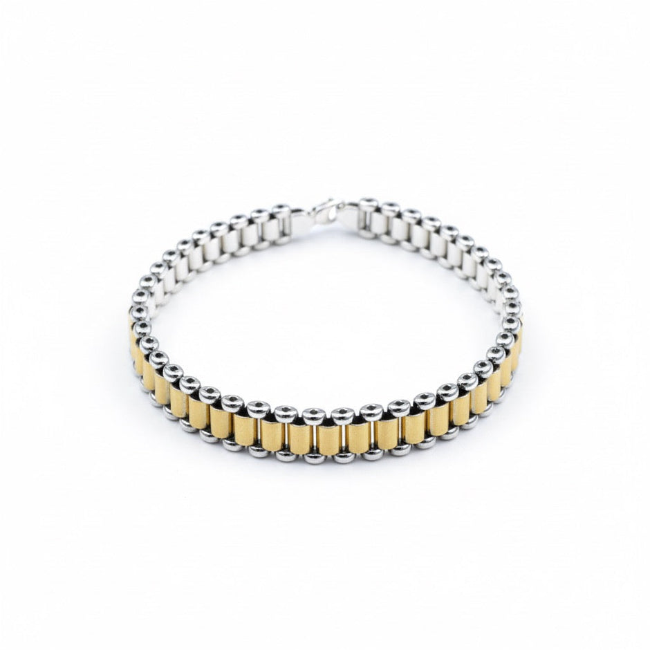 Gold Edge Silver Bracelet