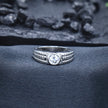 Textured Grid Solitaire Statement Ring