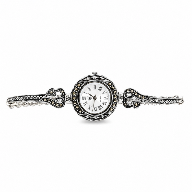 Vintage Marcasite Adjustable Silver Watch
