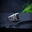 Antique Silver Chevron Block Ring