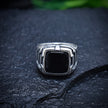 Antique Silver Chevron Block Ring