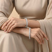 Marquise Row Silver Bangle Set