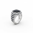Antique Silver Chevron Block Ring
