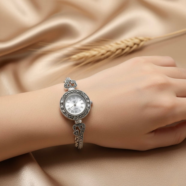 Vintage Marcasite Adjustable Silver Watch
