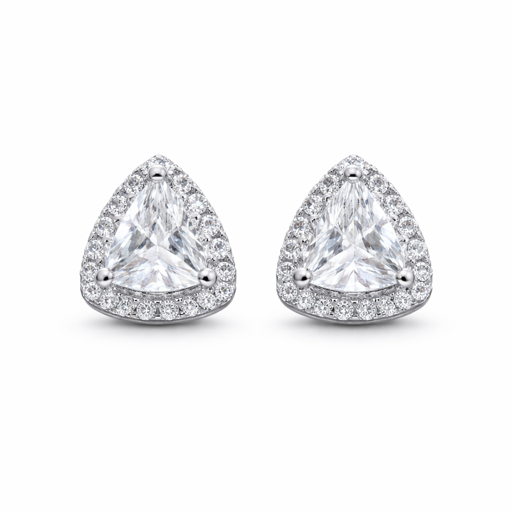 Trillion Cut Solitaire Halo Studs