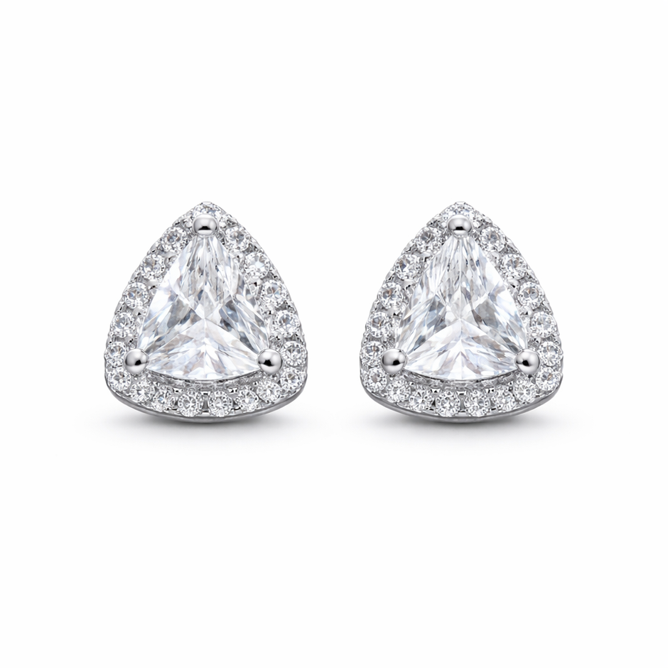 Trillion Cut Solitaire Halo Studs