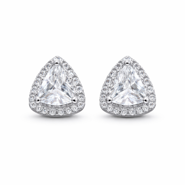 Trillion Cut Solitaire Halo Studs
