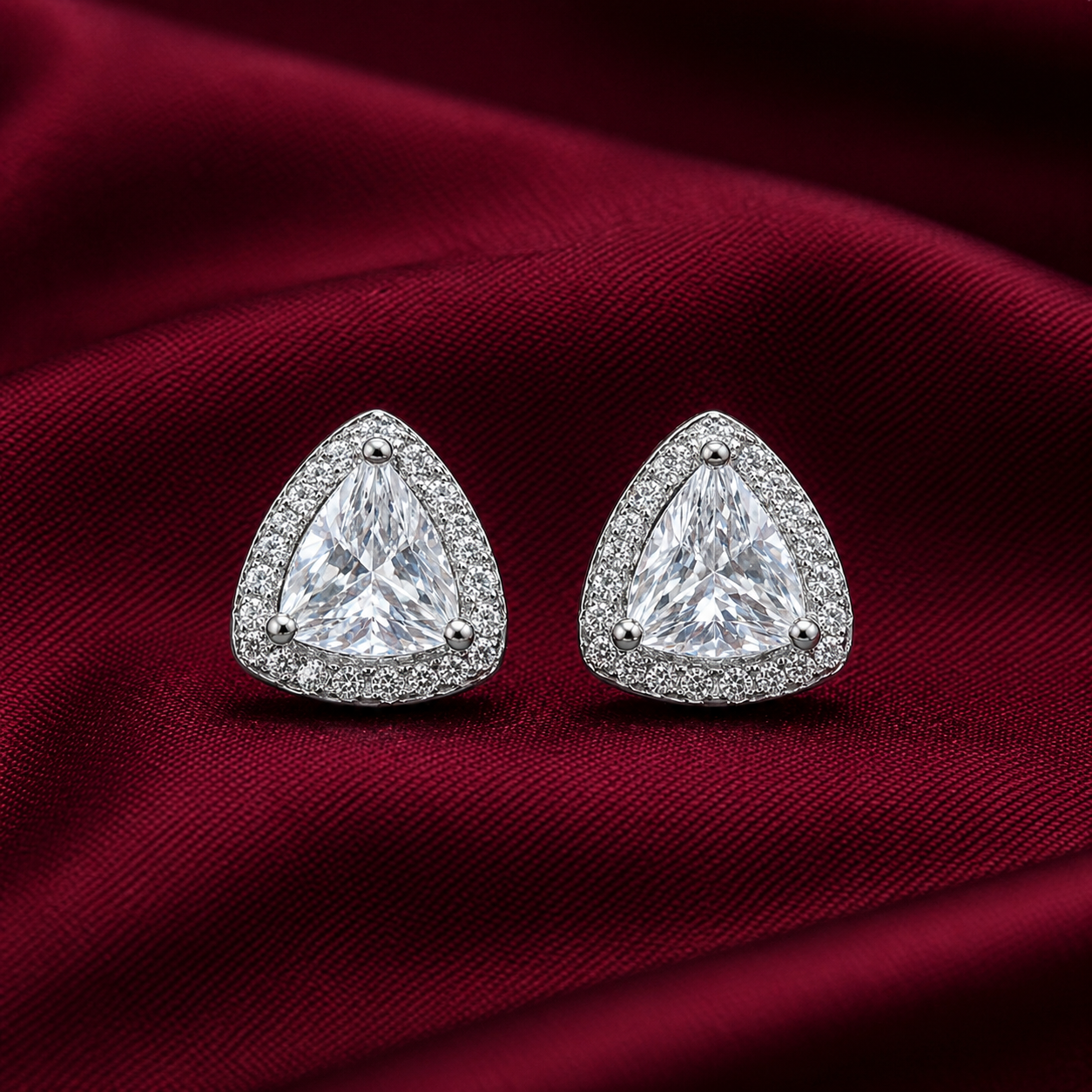 Trillion Cut Solitaire Halo Studs