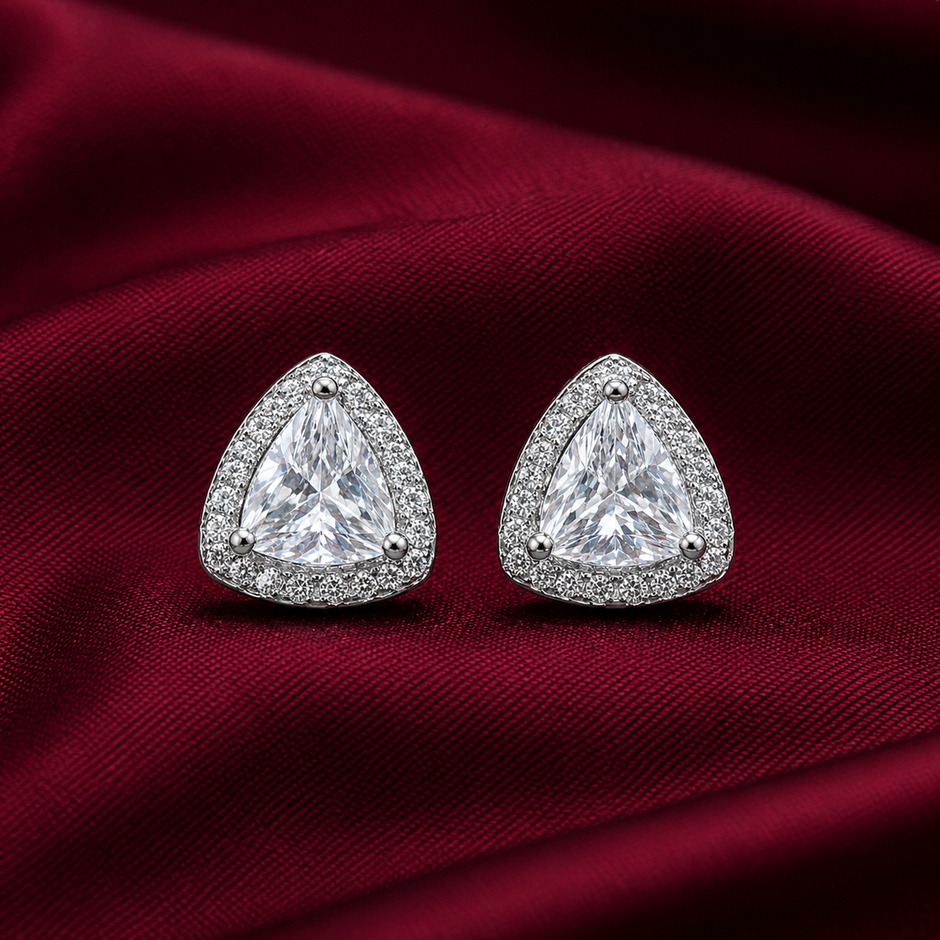 Trillion Cut Solitaire Halo Studs