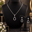 Teardrop Crystal Pendant Set