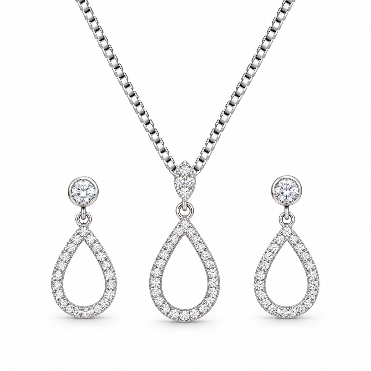 Teardrop Crystal Pendant Set