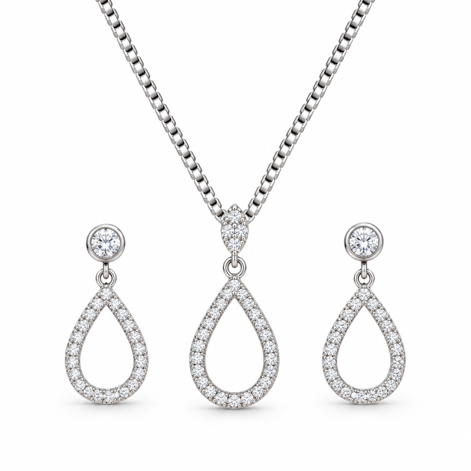 Teardrop Crystal Pendant Set