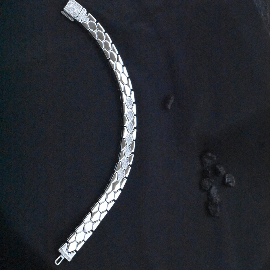 Diamond Hex Silver Bracelet