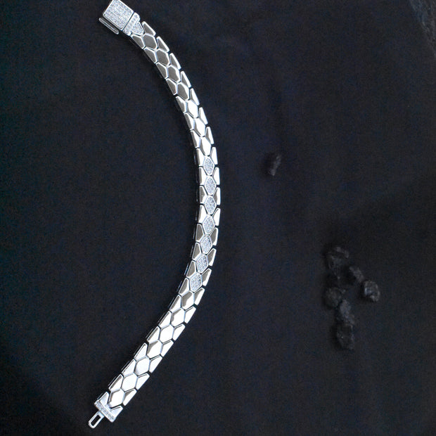 Diamond Hex Silver Bracelet