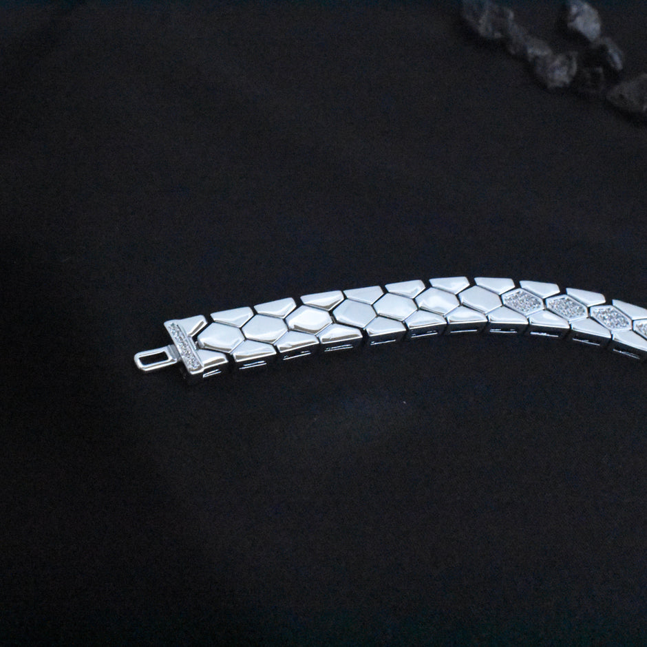 Diamond Hex Silver Bracelet