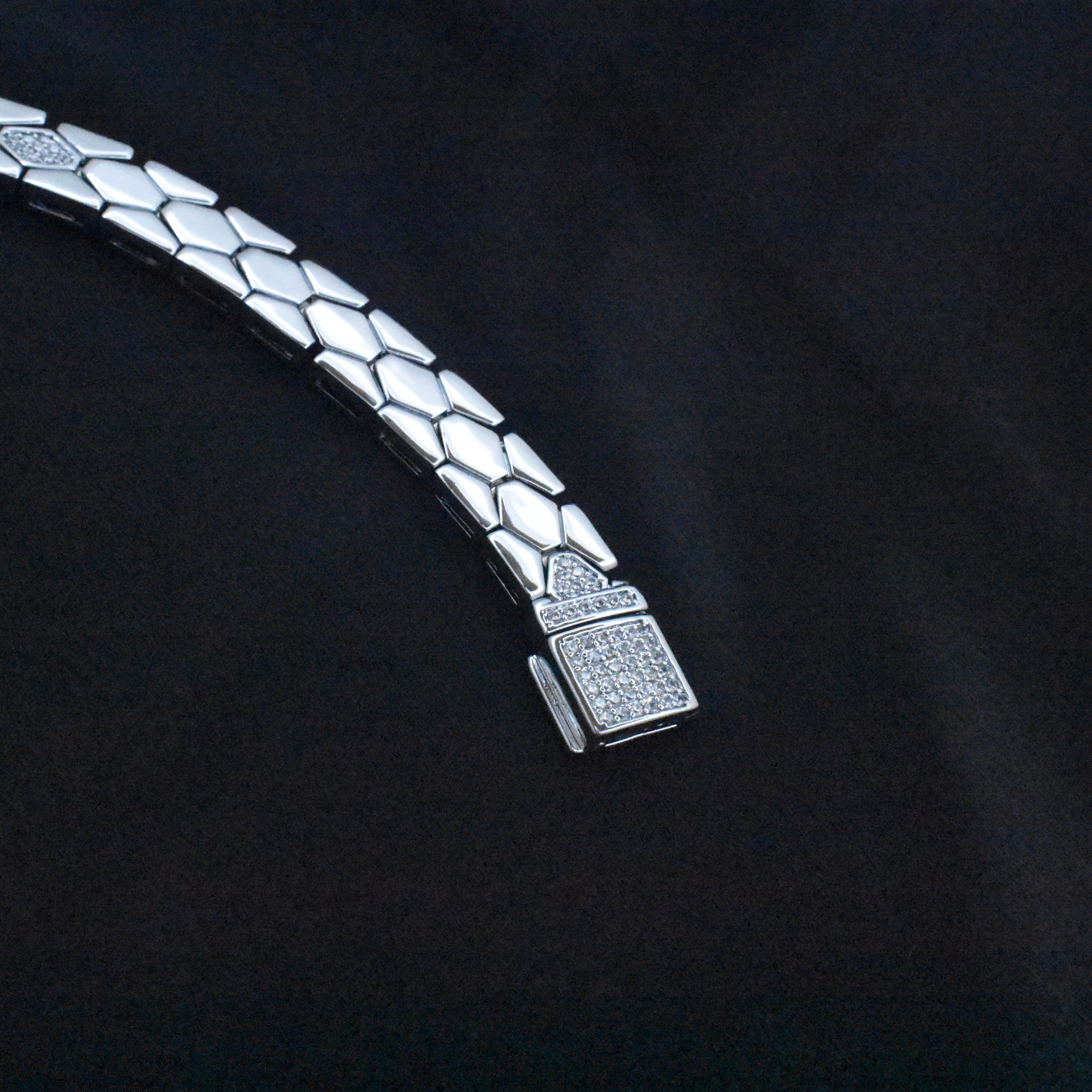 Diamond Hex Silver Bracelet