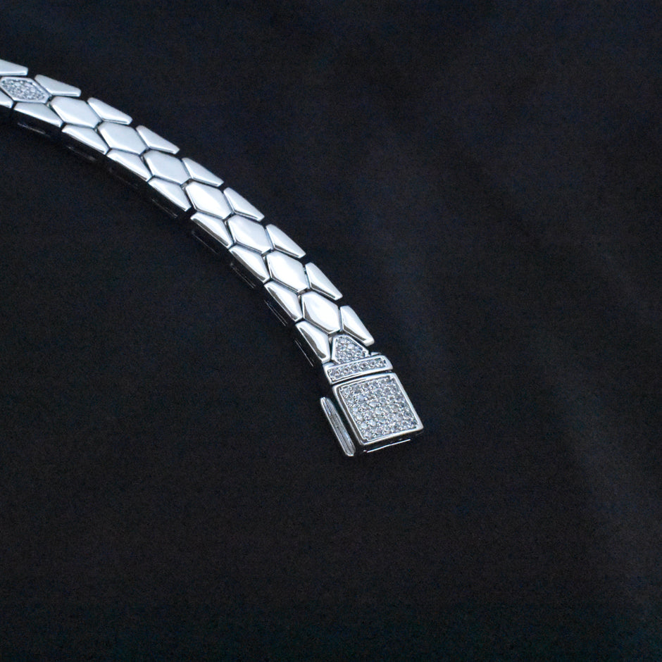 Diamond Hex Silver Bracelet