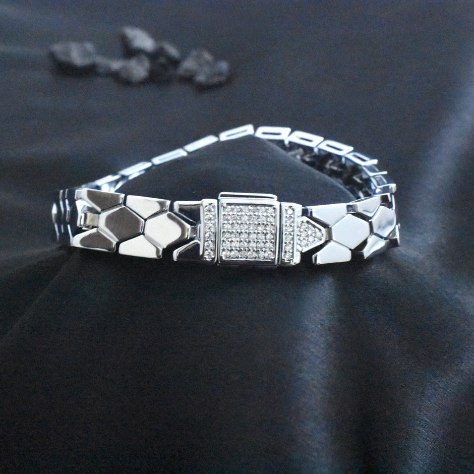 Diamond Hex Silver Bracelet