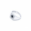 Silver Diamond-Edge Square Ring