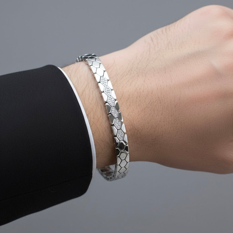 Diamond Hex Silver Bracelet