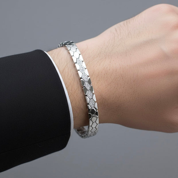 Diamond Hex Silver Bracelet