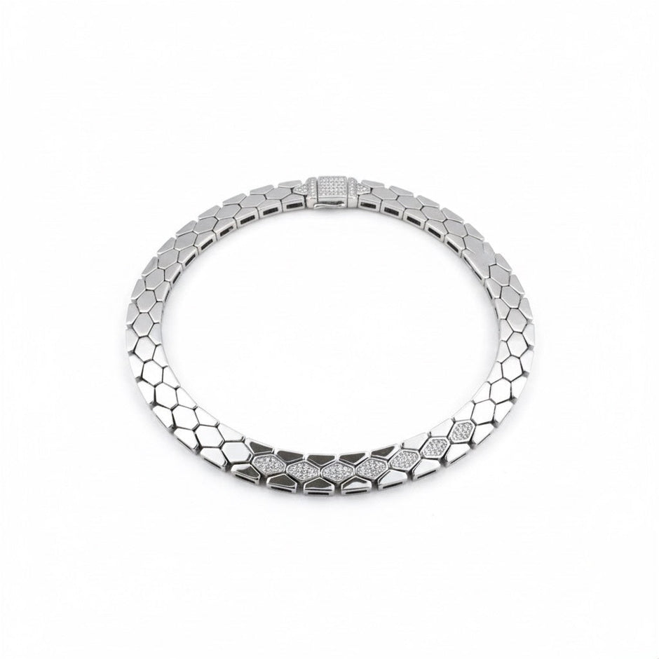 Diamond Hex Silver Bracelet