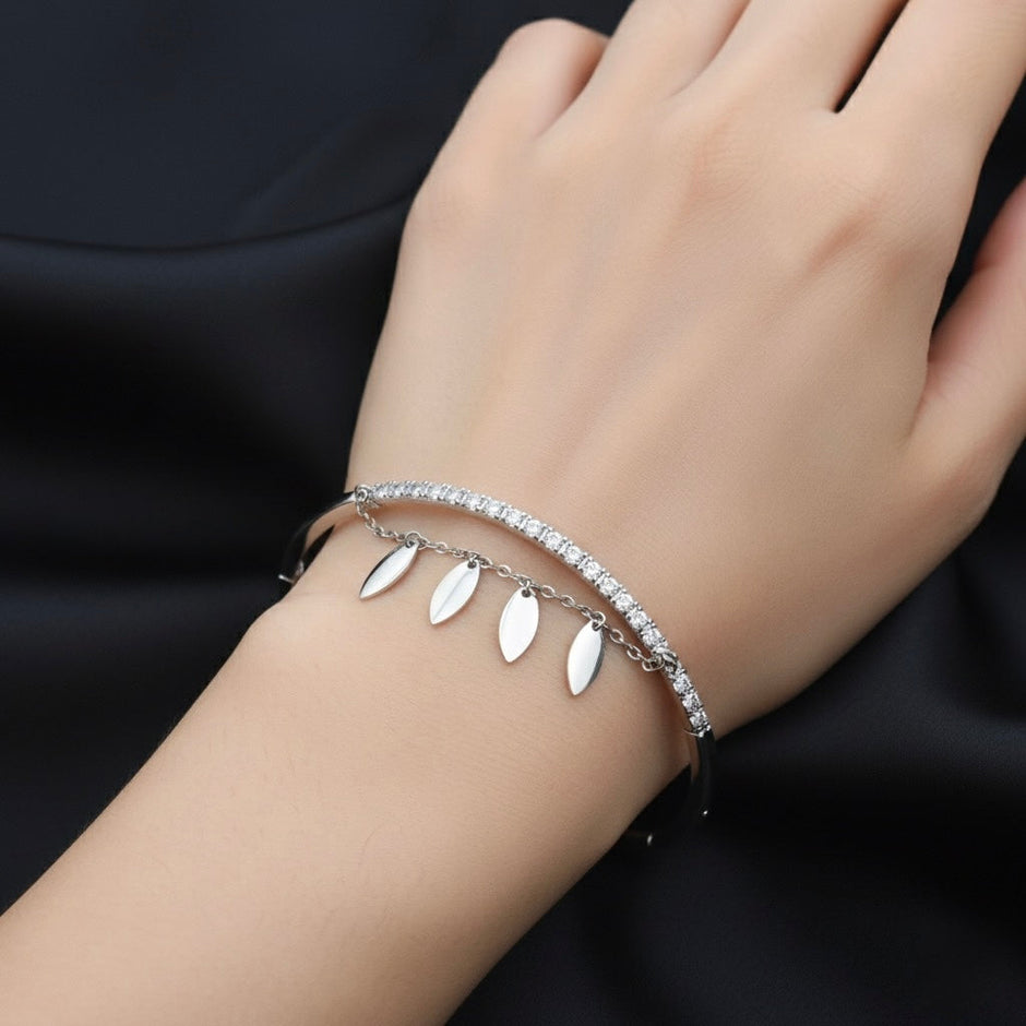 Leaf Swing Silver Bracelet