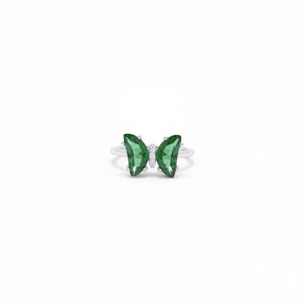 Green Zircon Butterfly Statement Ring