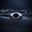 Hexagonal Onyx-Style Halo Signet Ring