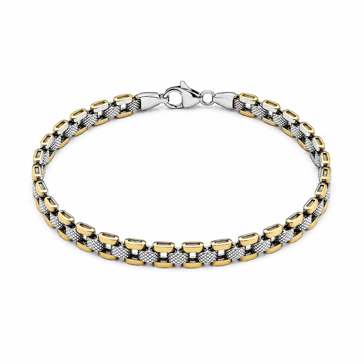 Dual Tone Textured Link Bracelet