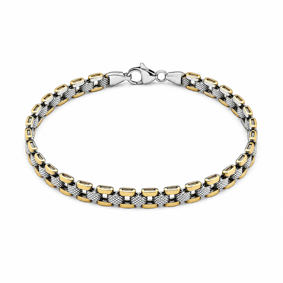Dual Tone Textured Link Bracelet