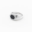Hexagonal Onyx-Style Halo Signet Ring