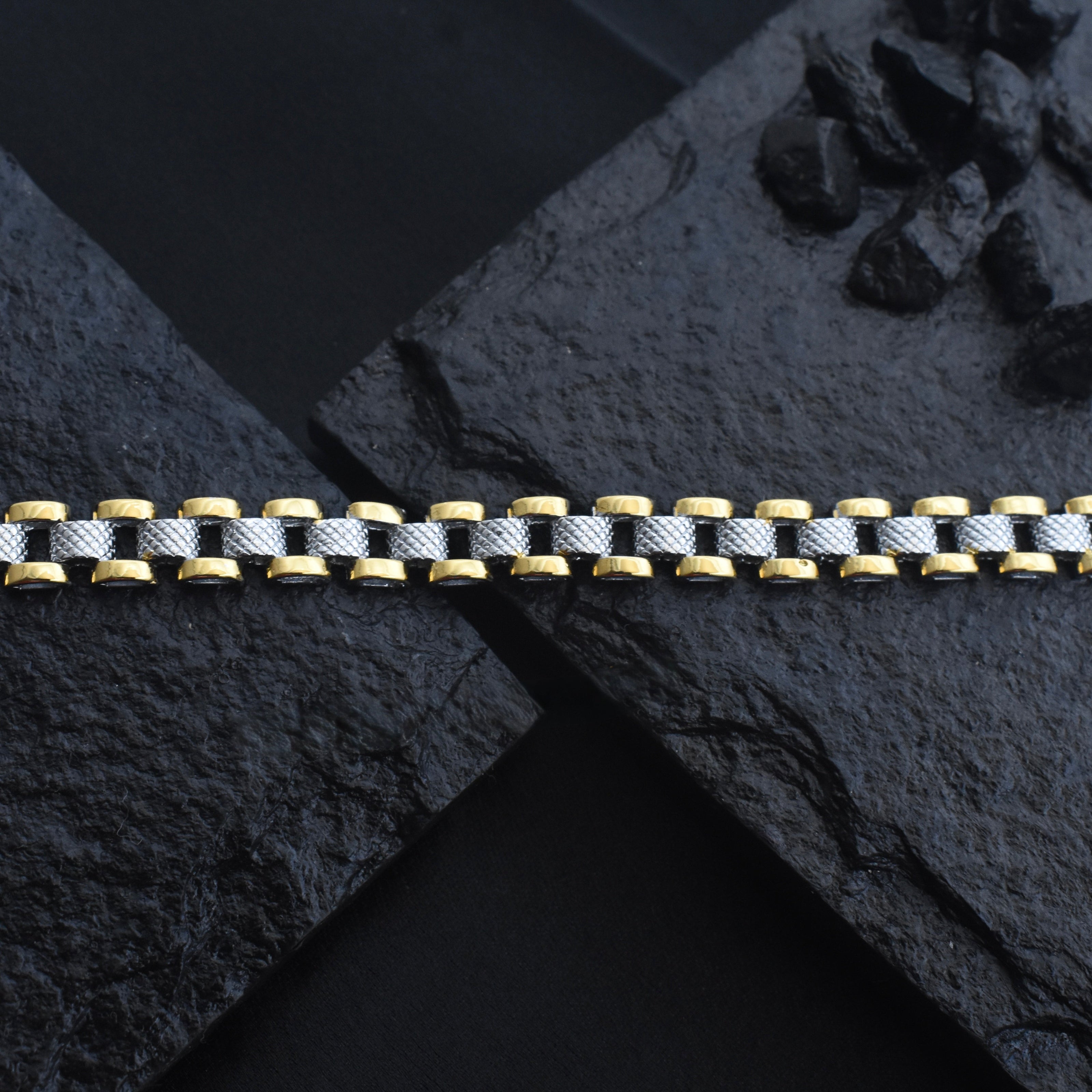Grid Curb Silver Bracelet