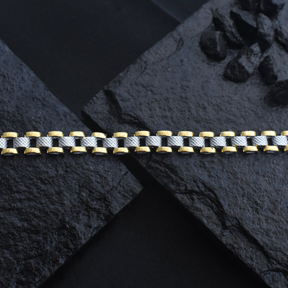 Grid Curb Silver Bracelet