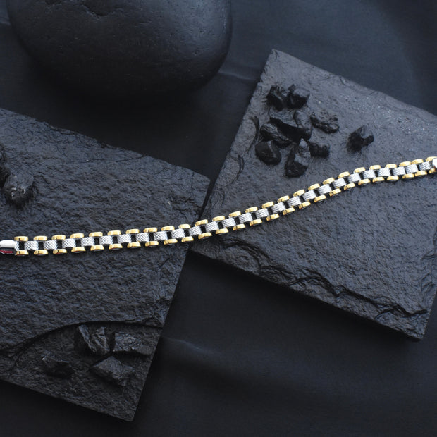 Grid Curb Silver Bracelet