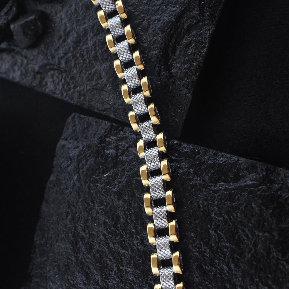 Grid Curb Silver Bracelet